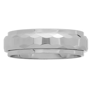 Robert Alton Men's Hammered High Polish Band Ring In Tungsten