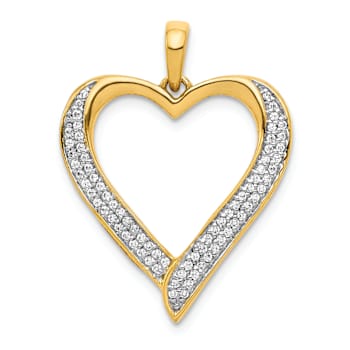 14K Two-tone Gold Gold Diamond Heart Pendant