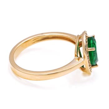 1.31 Ctw Emerald With 0.16 Ctw White Diamond Ring in 14K YG