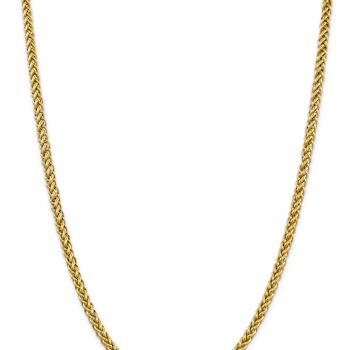14k Yellow Gold 4.65mm 3-Wire Wheat Link 26 Inch Chain