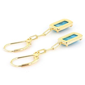 Turquoise Square Cushion Earrings In 18K Gold Over Sterling Silver