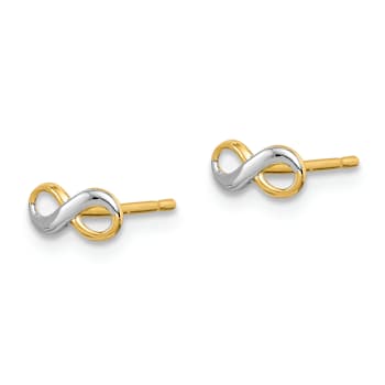 Rhodium Over 14k Yellow Gold Infinity Post Earrings