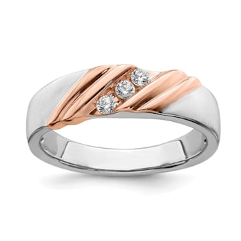 14K Two-tone Rose and White Gold Lab Grown Diamond Men's Band