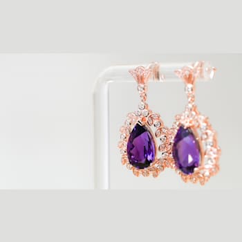 Amethyst and CZ 6.95 Ctw Pear 18K Rose Gold Over Sterling Silver Center
Design Earrings Jewelry
