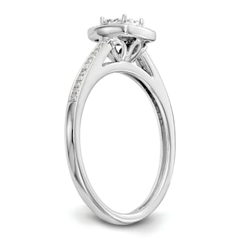Rhodium Over 14K White Gold Diamond Cluster Engagement Ring 0.20ctw