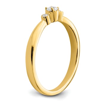 14K Yellow Gold Petite Beaded Edge Round Diamond Ring 0.1ctw