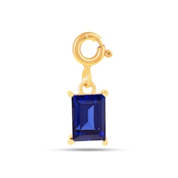 Lab Created Blue Sapphire 18K Yellow Gold Over Sterling Silver Baguette
Birthstone Charm