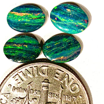 Opal on Ironstone 7x5mm Oval Doublet Set of 4 1.96ctw