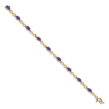 14k Yellow and White Gold with Rhodium Over 14k Yellow Gold Amethyst and
Diamond Infinity Bracelet