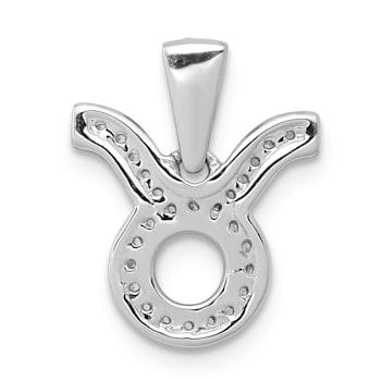 Rhodium Over 14K White Gold Diamond Taurus Zodiac Pendant