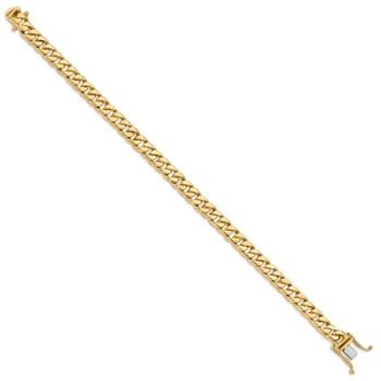 14K Yellow Gold 6.8mm Hand-Polished Flat Beveled Curb Link Bracelet