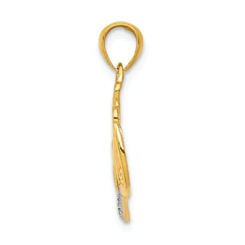 14K Two-tone Gold  Diamond Mommy Double Heart pendant