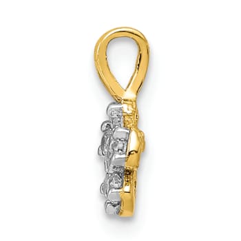 10k Yellow Gold and Rhodium Over 10k Yellow Gold Small Cubic Zirconia
Flower Charm