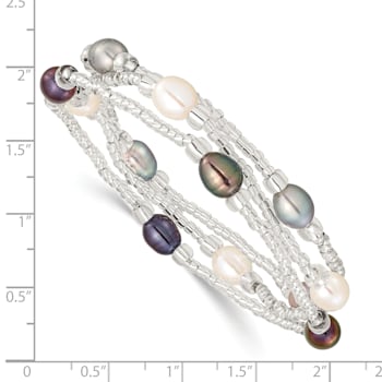 6-8mm White/Black/Grey Rice Freshwater Cultured Pearl and Glass Bead
Stretch 3-Bracelet Set