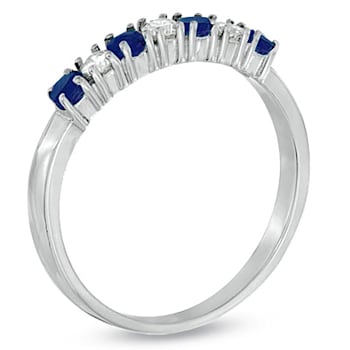 0.37ctw Sapphire and Diamond Band Ring in 14k White Gold