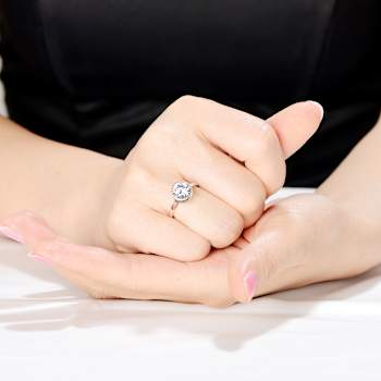 CZ Halo Engagement-Style Ring In Sterling Silver