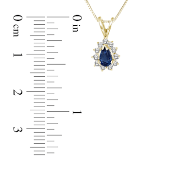 0.35ctw Pear Shape Blue Sapphire and Round White Diamond Pendant 14k
Yellow Gold