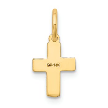 14k Yellow Gold Textured Floral Cross Charm