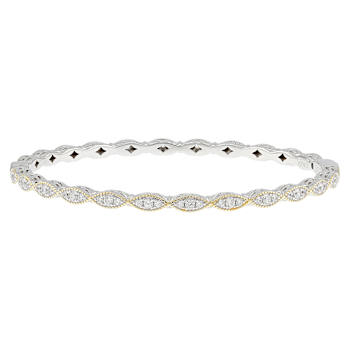 CZ Bangle In Platinum-Enhanced Sterling Silver And 18K Gold Over
Sterling Silver 2.52ctw