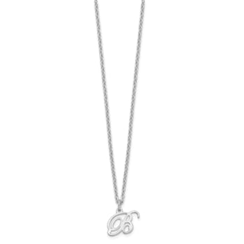 Rhodium Over Sterling Silver Letter B  Initial Necklace
