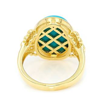 Turquoise Oval Solitaire Ring In 18K Gold Over Sterling Silver