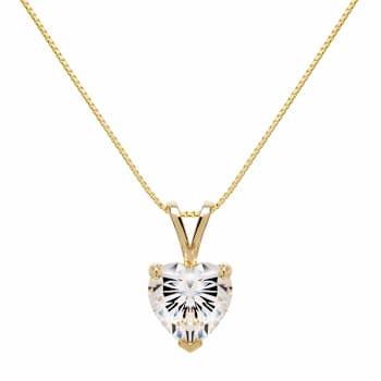 White Cubic Zirconia 14k Yellow Gold Pendant With Chain 2.00ctw