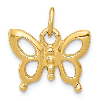 14k Yellow Gold Solid Polished Butterfly Pendant
