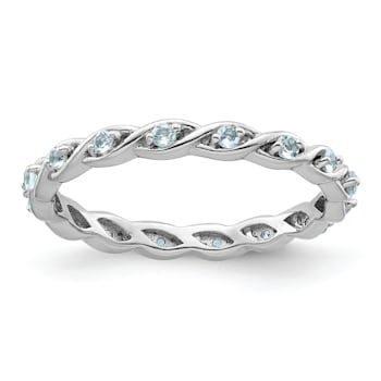 Sterling Silver Stackable Expressions Aquamarine Ring 0.21ctw
