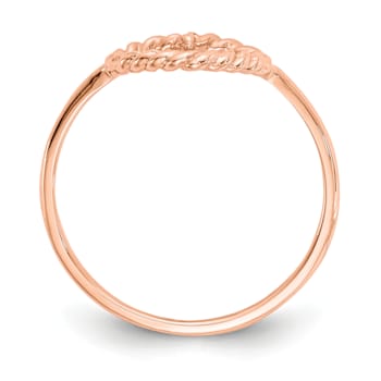 14K Rose Gold Polished and Textured Heart Ring