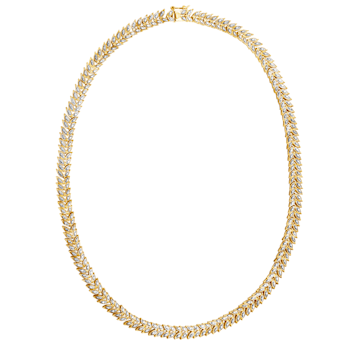 White Diamond Accent 18k Yellow Gold Over Sterling Silver Leaf Necklace