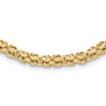 14K Yellow Gold Polished Fancy Byzantine Link Necklace