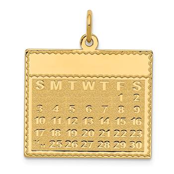14k Yellow Gold Satin Friday the First Day Calendar Pendant