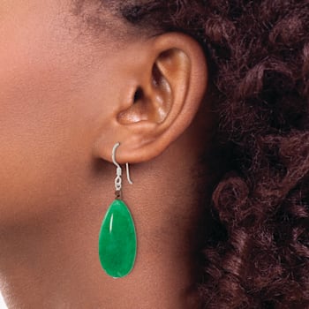 Sterling Silver Green Jadeite and Bronze Color Hematine Earrings