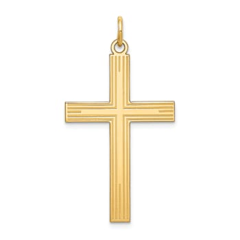 14k Yellow Gold Laser Designed Cross Pendant