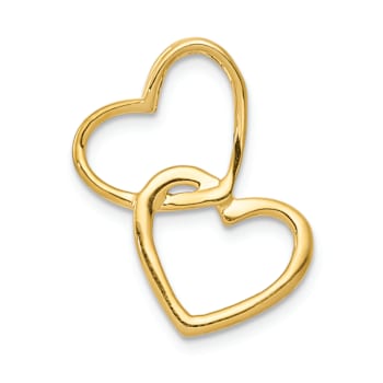 14k Yellow Gold and 14k White Gold Diamond Double Heart Chain Slide Pendant