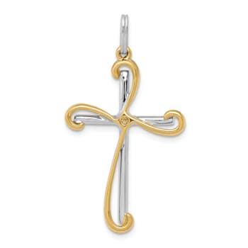 14K Yellow and White Gold 1/6ct. Diamond Cross Pendant