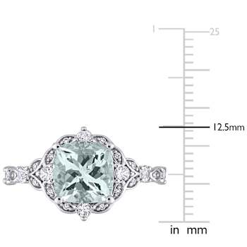 Aquamarine, White Sapphire and Diamond 14K White Gold Vintage Ring 2.65ctw