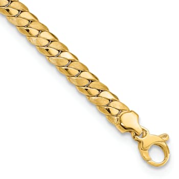 14k Yellow Gold Satin and Polished 6.5mm Fancy Link Bracelet