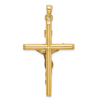 14K Yellow and White Gold Hollow Crucifix Pendant