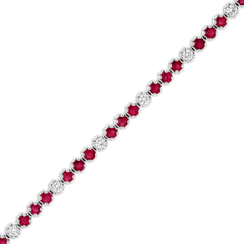 3.09ctw Ruby and Diamond  Bracelet in 14k White Gold