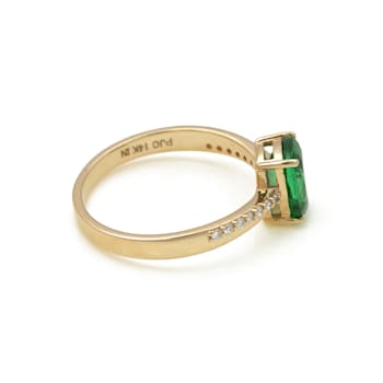 1.30 Ctw Emerald with 0.09 Ctw Diamond ing in 14K YG