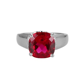 Lab Created Ruby And White Cubic Zirconia Platinum Over Silver July
Birthstone Ring 4.42ctw
