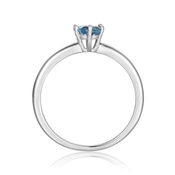 Oval Blue Zircon Sterling Silver Solitaire Ring, 1.00ct