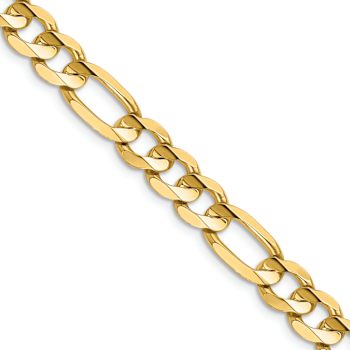 14k Yellow Gold 7.5mm Solid Concave Open Figaro 28 Inch Chain