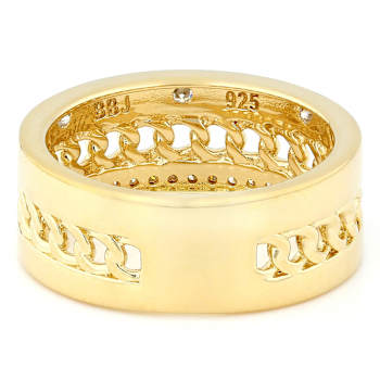 Trendy Moissanite Band Ring In 14K Gold Over Sterling Silver