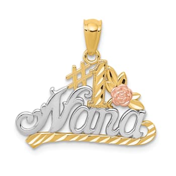 14k Yellow and Rose Gold with Rhodium Over 14k Yellow Gold Diamond-Cut
#1 Nana with Rose Pendant