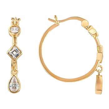 Dangle Hoop CZ Earrings In 18K Gold Over Sterling Silver