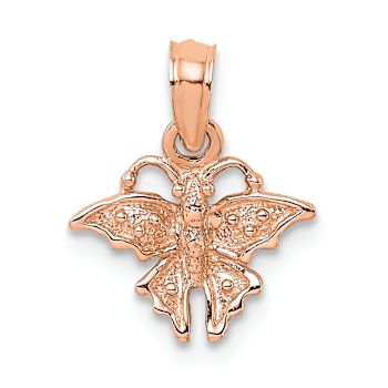 14k Rose Gold Textured Mini Butterfly Pendant