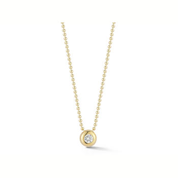 Sterling Statements 14K Yellow Gold Over Sterling Silver Round CZ
Solitaire Necklace with Bead Chain