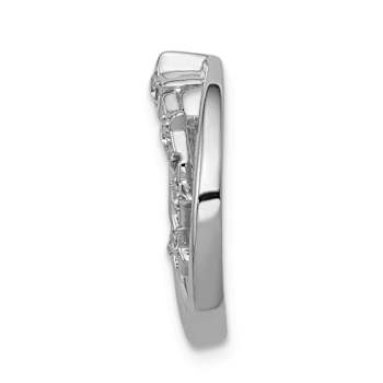 Rhodium Over 14k White Gold Diamond Stars Chain Slide Pendant